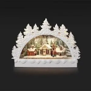 church scene under trees snow globe