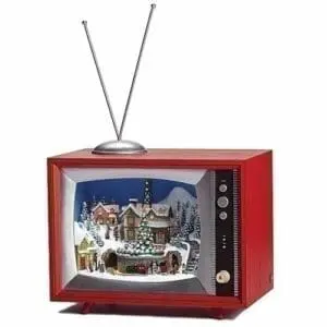 snow globe "like" musical red tv depot with rotating train