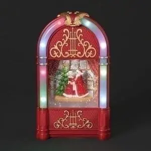 snow globe juke box santa & mrs. claus