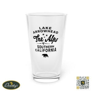 lake arrowhead beer pint with "the alps of southern california" design