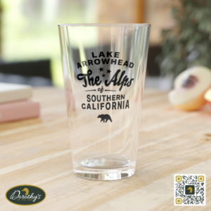 Photo of Lake Arrowhead 16oz Beer Pint With Alps of Southern California Design by