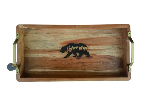 wood tray acacia wood bear design