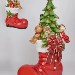 oversize christmas boot with a christmas tree