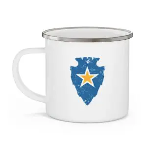 lake arrowhead camping mug with gold star in arrowhead