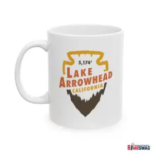 lake arrowhead coffee mug with vintage signature arrowhead & elevation