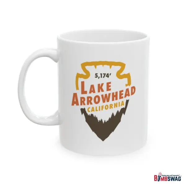 lake arrowhead coffee mug with vintage signature arrowhead & elevation