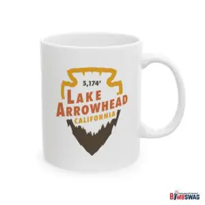 lake arrowhead coffee mug with vintage signature arrowhead & elevation