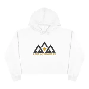 lake arrowhead premium crop top hoodie with three peak design