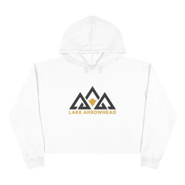 lake arrowhead premium crop top hoodie with three peak design