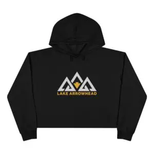 lake arrowhead premium crop top hoodie with three peak design