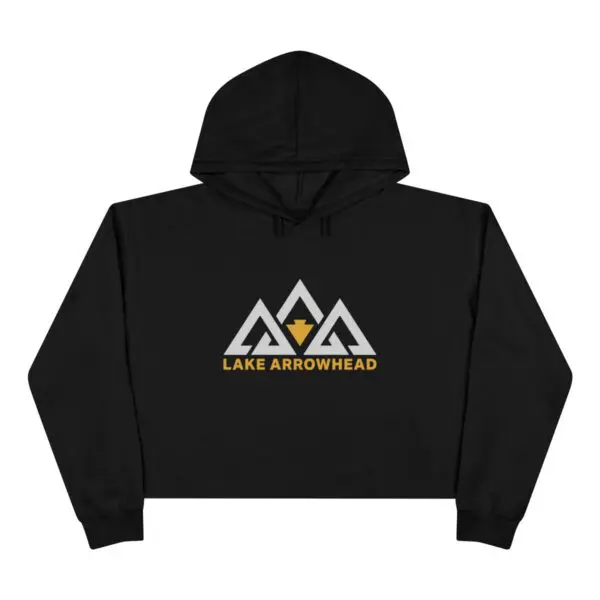 lake arrowhead premium crop top hoodie with three peak design