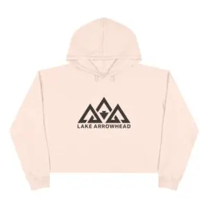 lake arrowhead premium crop top hoodie with three peak design