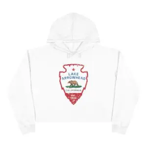 lake arrowhead premium cropped hoodie with signature arrowhead california flag design