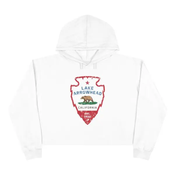 lake arrowhead premium cropped hoodie with signature arrowhead california flag design