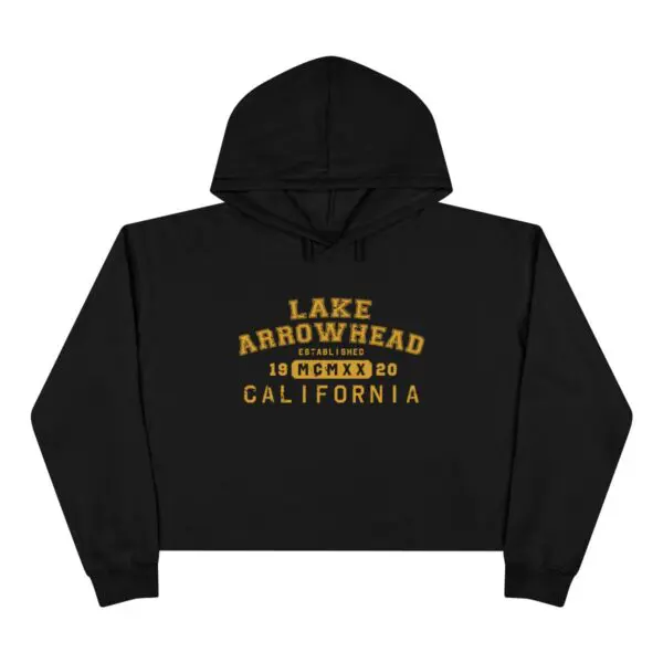 lake arrowhead cropped hoodie with collegiate 1920 roman numerals design
