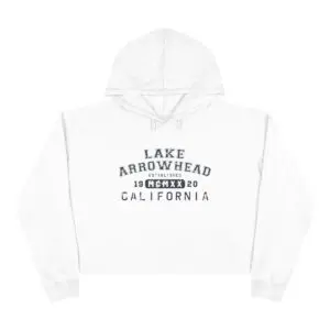 lake arrowhead cropped hoodie with collegiate 1920 roman numerals design