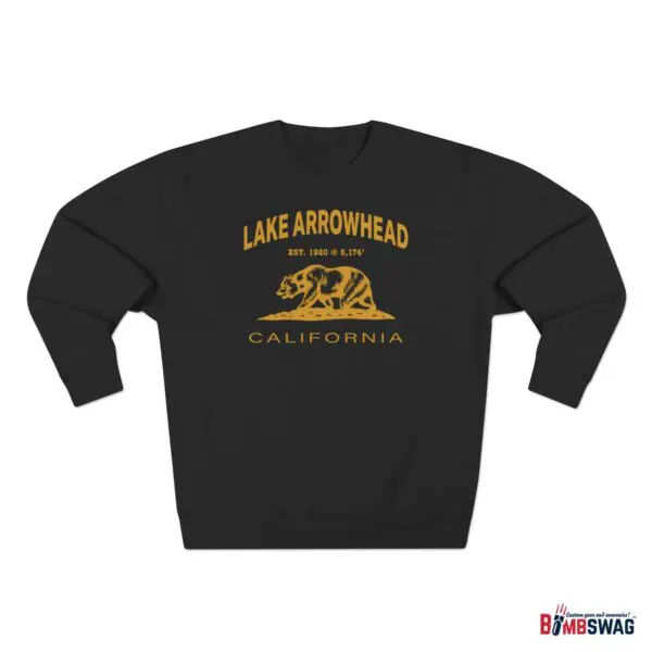 lake arrowhead premium bear crewneck sweatshirt with est. date & elevation