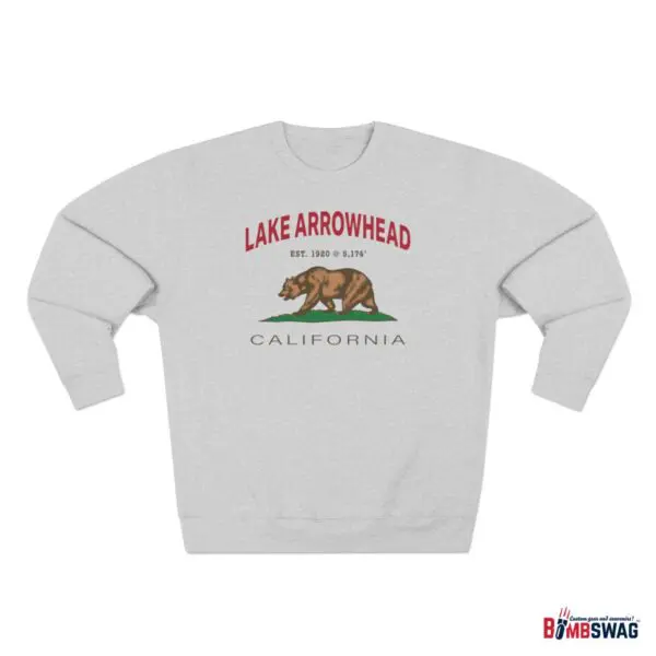 lake arrowhead premium bear crewneck sweatshirt with est. date & elevation
