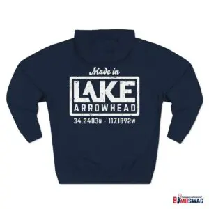 lake arrowhead premium modern la stamp hoodie with map coordinates
