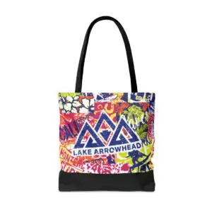 lake arrowhead tote bag with cali grunge three peak arrowhead design