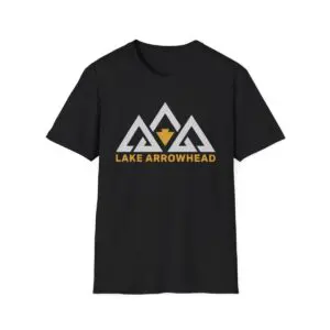 lake arrowhead unisex soft style t shirt with our modern three peak arrowhead