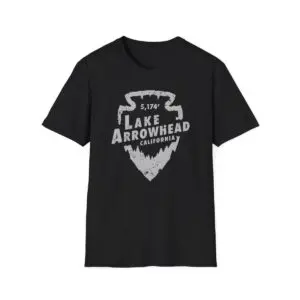 lake arrowhead unisex soft style t shirt our signature arrowhead shape, trees and elevation design