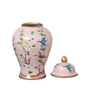Photo of Ceramic Pink Bird Ginger Jar Large — alternate view