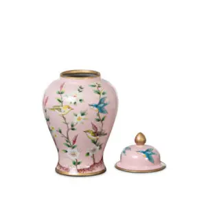 Photo of Ceramic Pink Bird Ginger Jar Small — alternate view