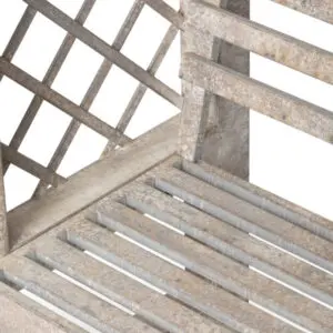 iron garden trellis with bench