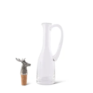 cruet bottle with pewter elk head cork stopper