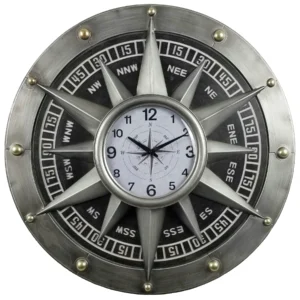 compass metal wall clock