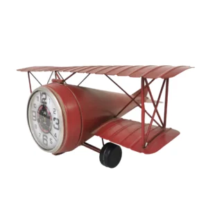 table/shelf clock metal red airplane clock