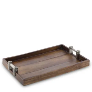 wood tray with faux bois handles