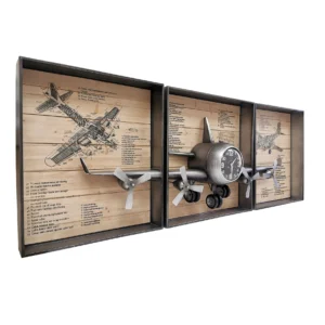 wall clock metallic vintage airplane wall art clock
