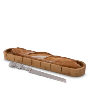 baguette board with grape bread knife