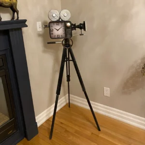 clock vintage movie camera miniature ornamental novelty clock
