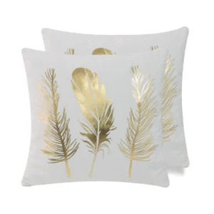 gold feathers throw pillows set of 2