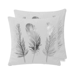 silver feathers throw pillows set of 2