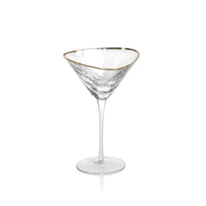 Aperitivo Triangular Martini Glass clear with Gold Trim