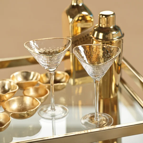 aperitivo triangular martini glass clear with gold rim