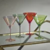 Aperitivo Martini Glasses by ZODAX on a tray in a variety of colors