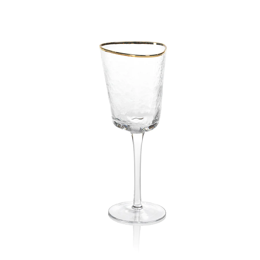 aperitivo clear triangular wine glass with gold rim by zodax 01