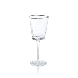 Photo of Aperitivo Clear Triangular Wine Glasses With Platinum Rim by Zodax Ch7356 —