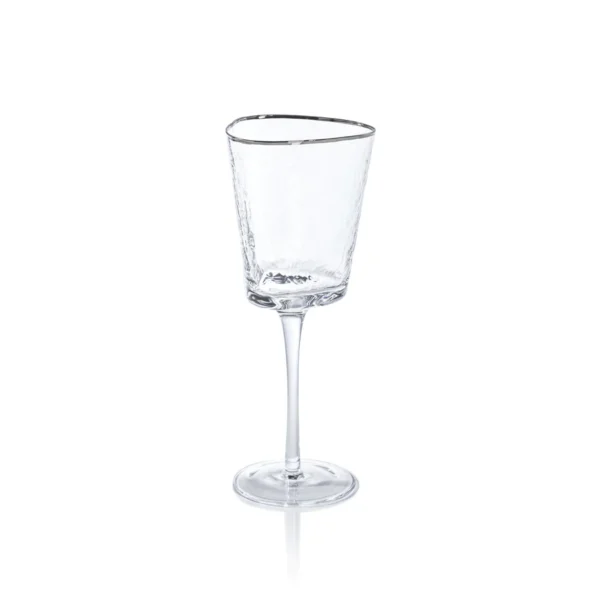 aperitivo clear triangular wine glasses with platinum rim by zodax ch7356 01