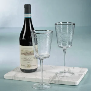 Photo of Aperitivo Clear Triangular Wine Glasses With Platinum Rim by Zodax Ch7356 —