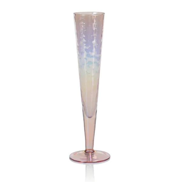 aperitivo slim champagne flute glass in pink luster by zodax ch 5725