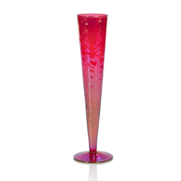 aperitivo slim champagne flute glass in red luster by zodax ch 5724