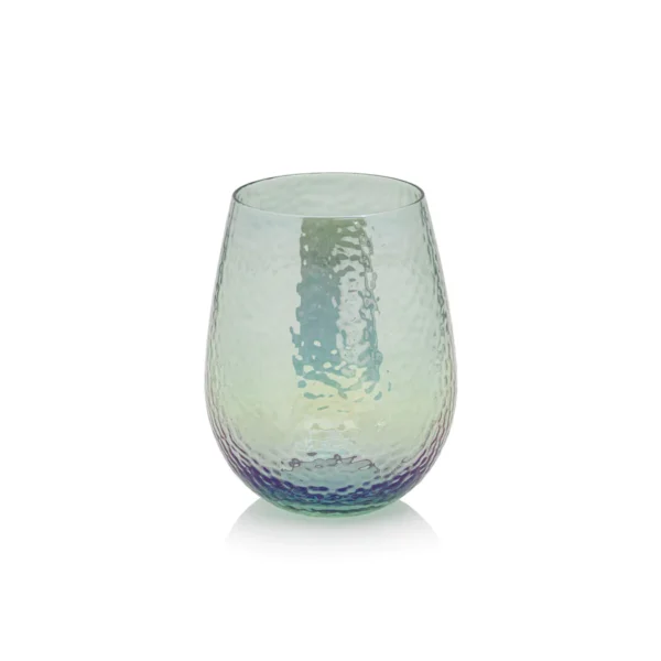 aperitivo stemless all purpose luster blue glass by zodax ch 6564