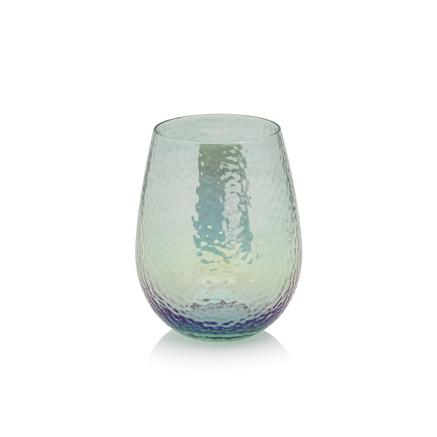 aperitivo stemless all purpose luster blue glass by zodax ch 6564