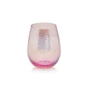 aperitivo stemless all purpose luster pink glass by zodax ch 6563